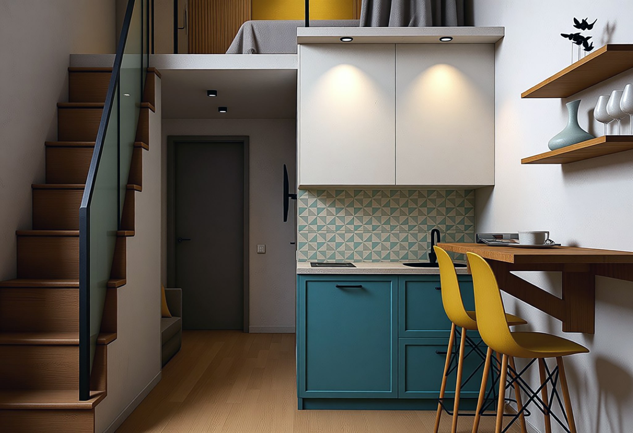 Modern two-floor flat interior realization by Amazing Interiors